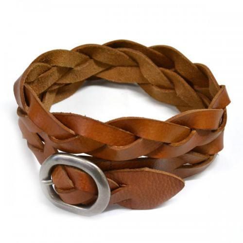 Louise Tan Leather Plait Belt - The Island Gypsy